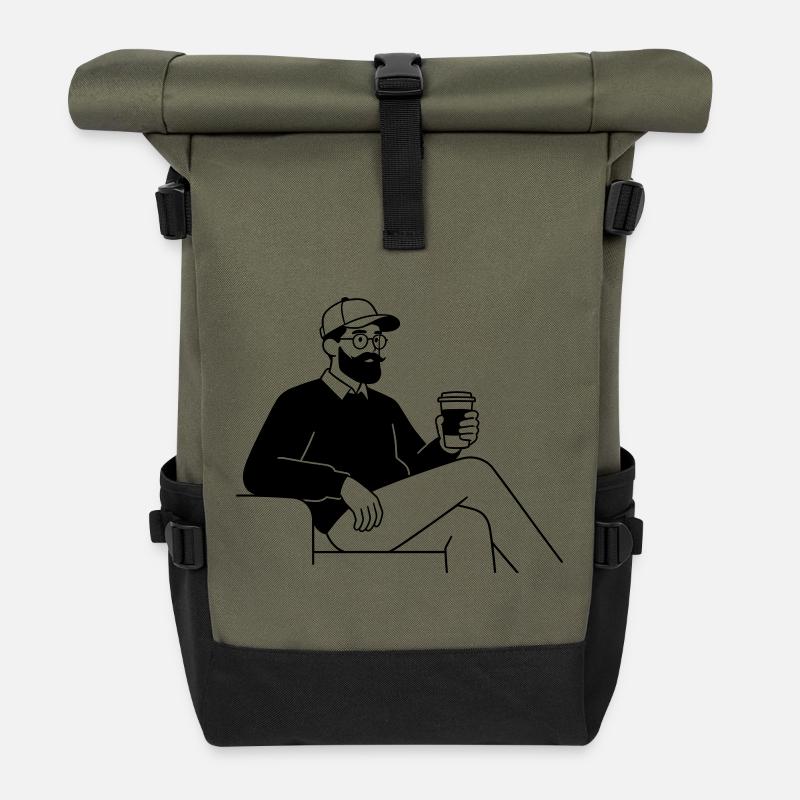 Hipster - Rolltop Rucksack - Olive/Schwarz