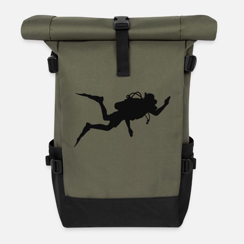 Plongeur heureux - Sac à dos roll top - olive/noir
