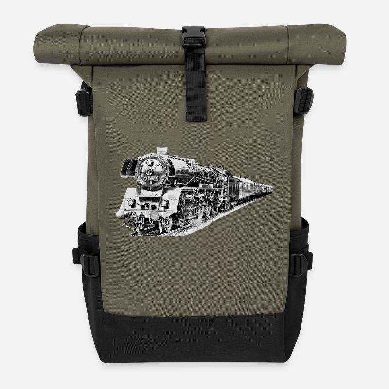 Dampflokomotive - Rolltop Rucksack - Olive/Schwarz