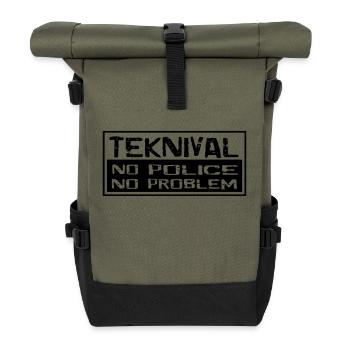 teknival no police no pro - Rolltop Rucksack - Olive/Schwarz - Vorne
