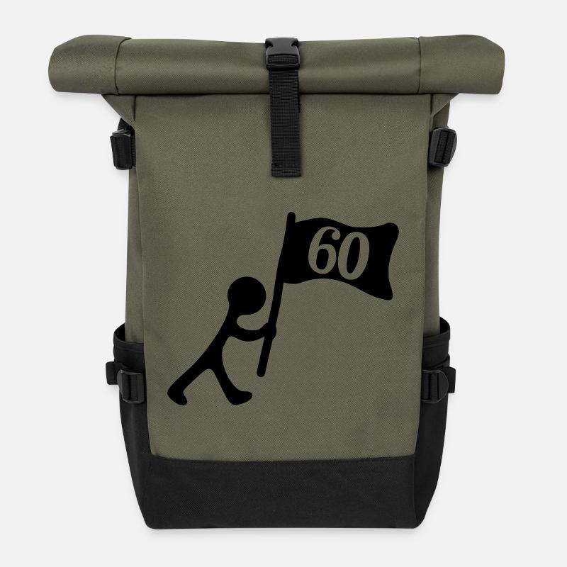 Geburtstag 60 Jahre - Rolltop Rucksack - Olive/Schwarz