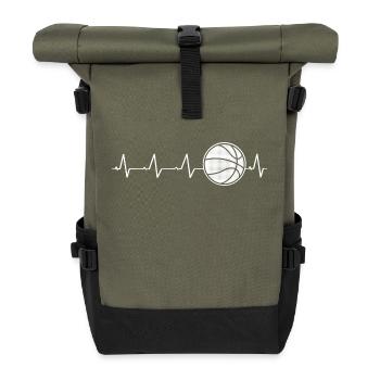 Basketball heart (I love basketball) - Roll Top Backpack - olive/black - Front