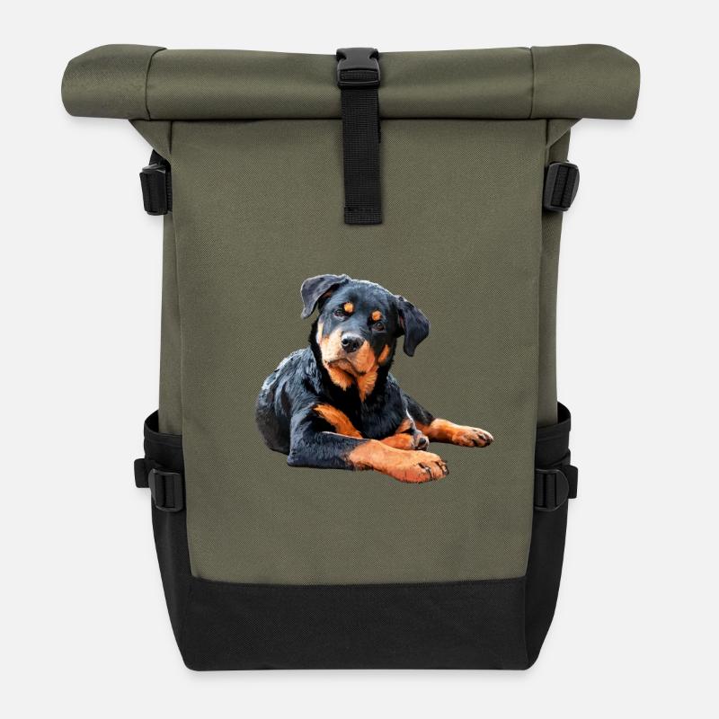 Rottweiler - Roll Top Backpack - olive/black