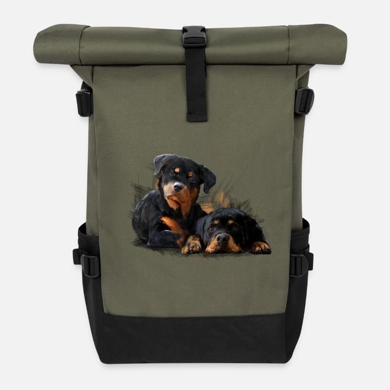 Welpen - Rolltop Rucksack - Olive/Schwarz