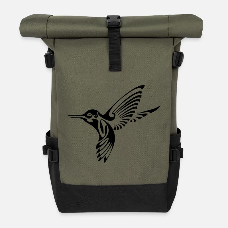 humming-bird - Roll Top Backpack - olive/black