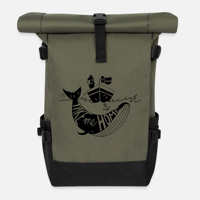 Take me home - Roll Top Backpack - olive/black