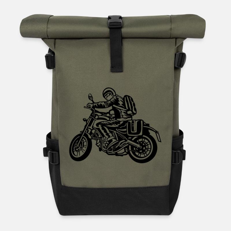 Motorcycle Touring / Motorcycle 01_wei ß - Roll Top Backpack - olive/black