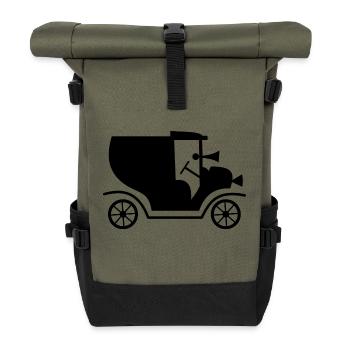 Auto Retro Automobil Oldtimer - Rolltop Rucksack - Olive/Schwarz - Vorne