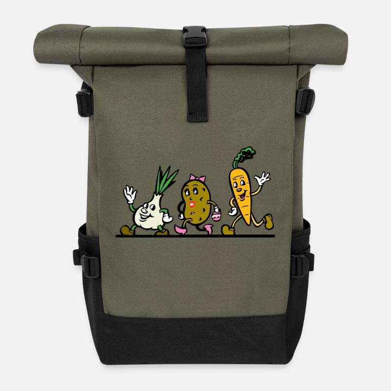 Gemüse - Rolltop Rucksack - Olive/Schwarz