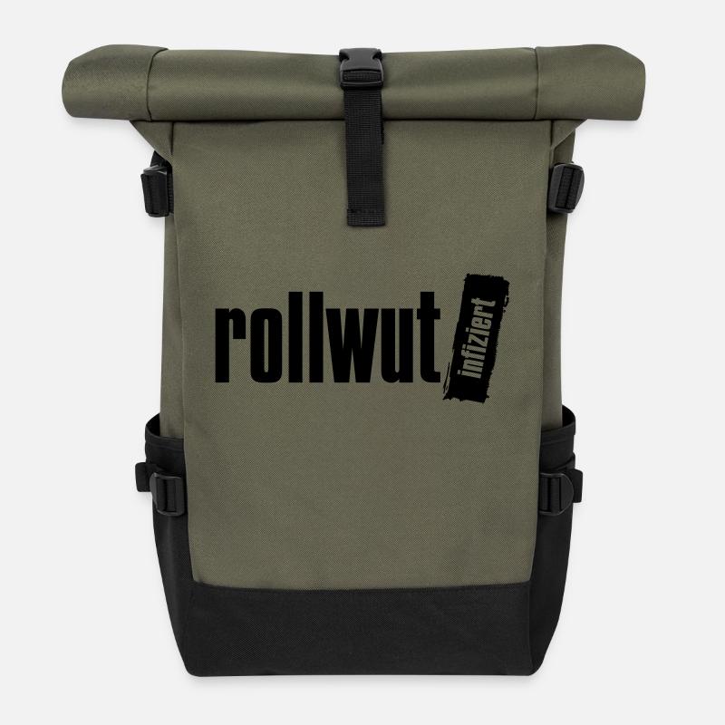 Rollwut Logo - Rolltop Rucksack - Olive/Schwarz