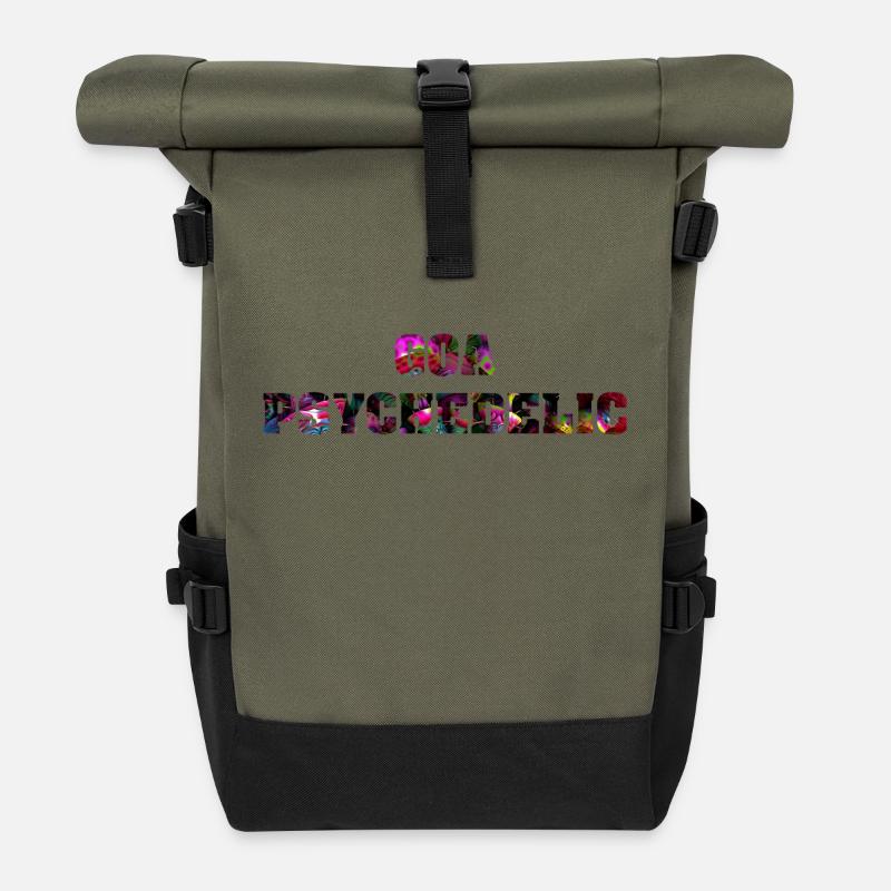 Goa psychedelic - Sac à dos roll top - olive/noir