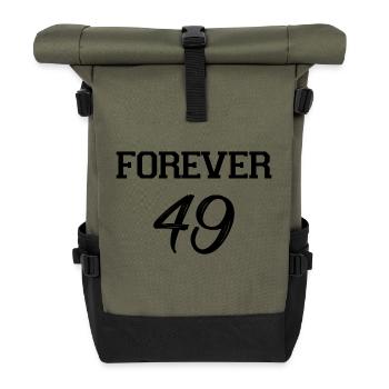 Forever 49 | Geschenk zum 50. Geburtstag - Rolltop Rucksack - Olive/Schwarz - Vorne