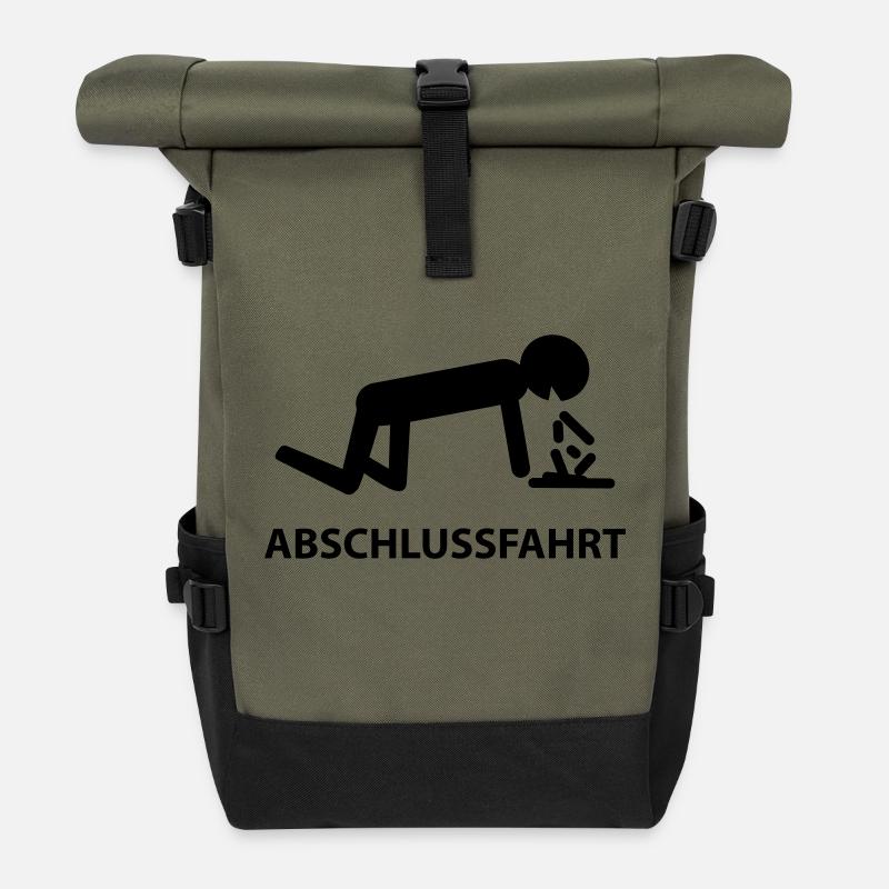 abschlussfahrt - Rolltop Rucksack - Olive/Schwarz