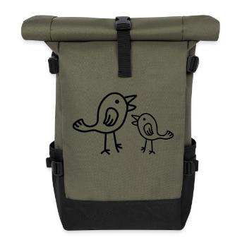 Birds - Rolltop Rucksack - Olive/Schwarz - Vorne