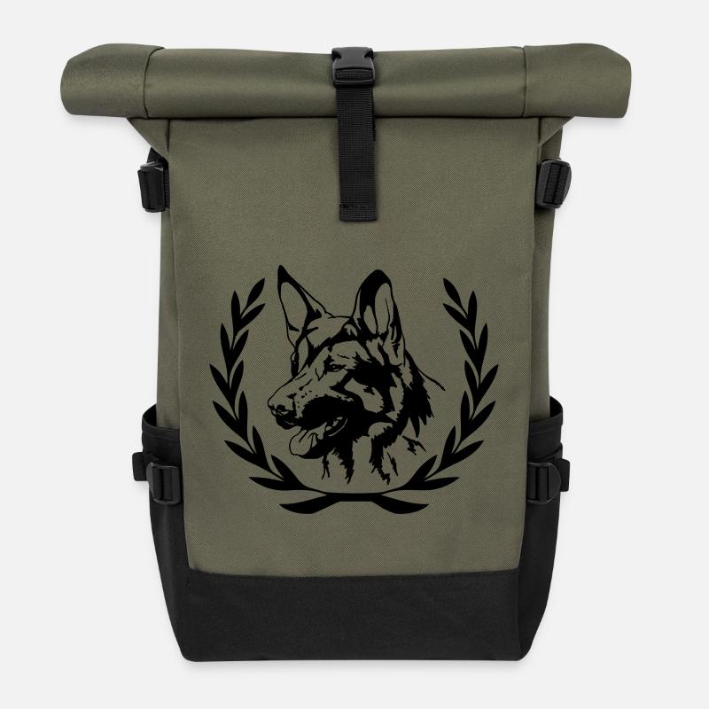 Schäferhund - Rolltop Rucksack - Olive/Schwarz