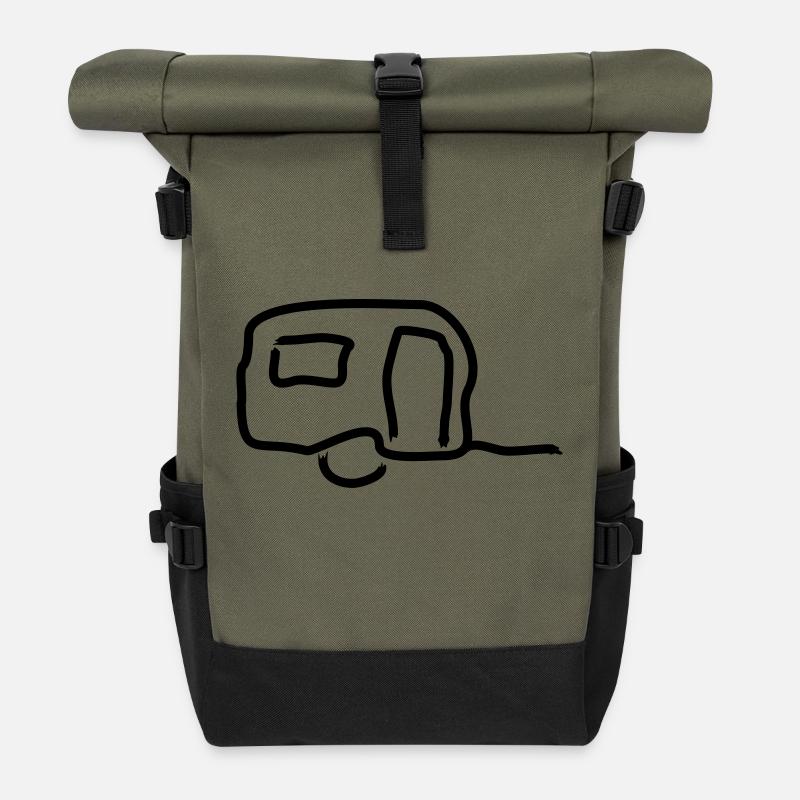 wohnwagen Umriss 2 - Rolltop Rucksack - Olive/Schwarz