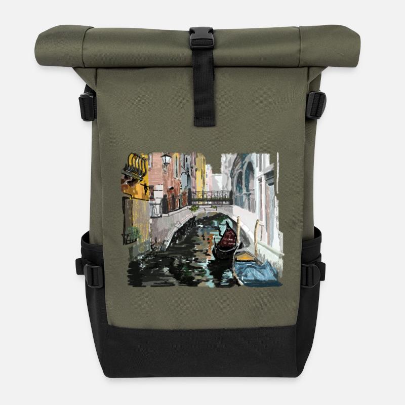 Venise - Sac à dos roll top - olive/noir