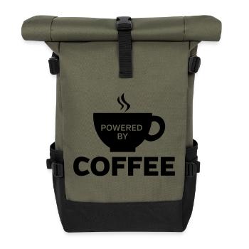Powered By Coffee - Rolltop Rucksack - Olive/Schwarz - Vorne