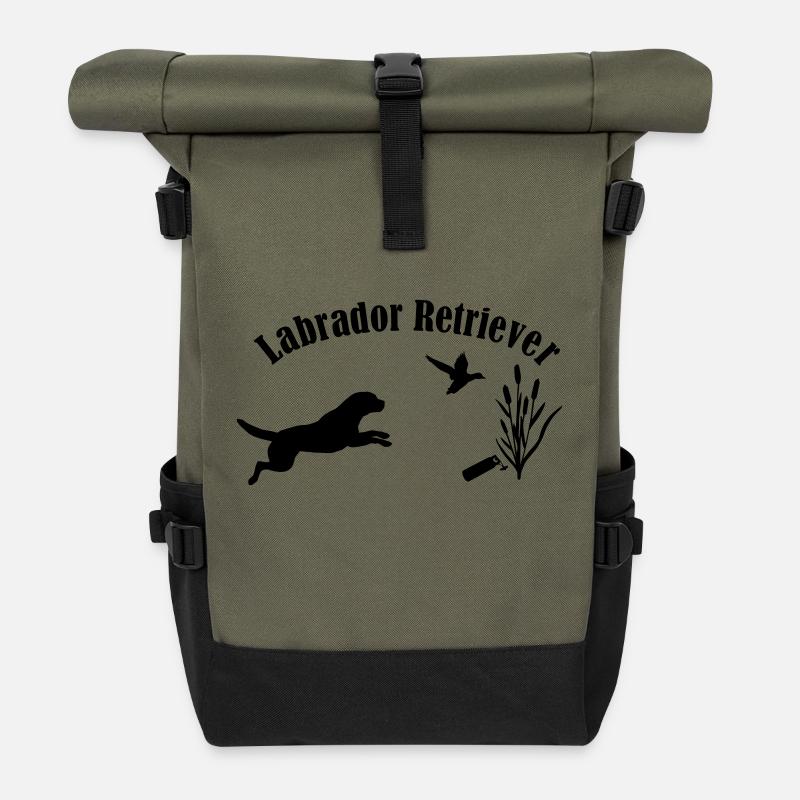 Labrador Retriever - Rolltop Rucksack - Olive/Schwarz