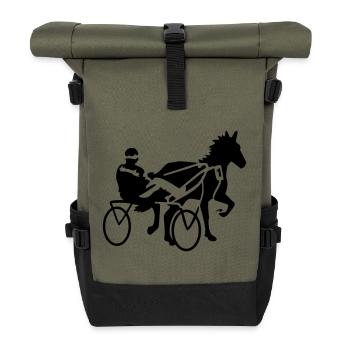 Trabrennen Pferderennen Traber - Rolltop Rucksack - Olive/Schwarz - Vorne