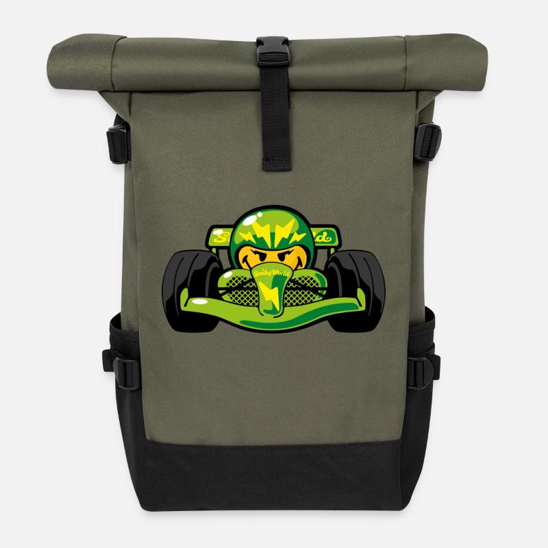 Smiley Car - Rolltop Rucksack - Olive/Schwarz
