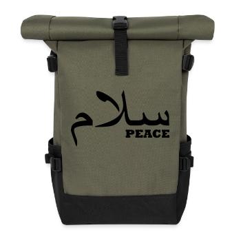 Salam / Frieden / Hallo - Rolltop Rucksack - Olive/Schwarz - Vorne
