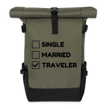 Reisen / Reisende / Urlaub / Tourismus - Rolltop Rucksack - Olive/Schwarz - Vorne