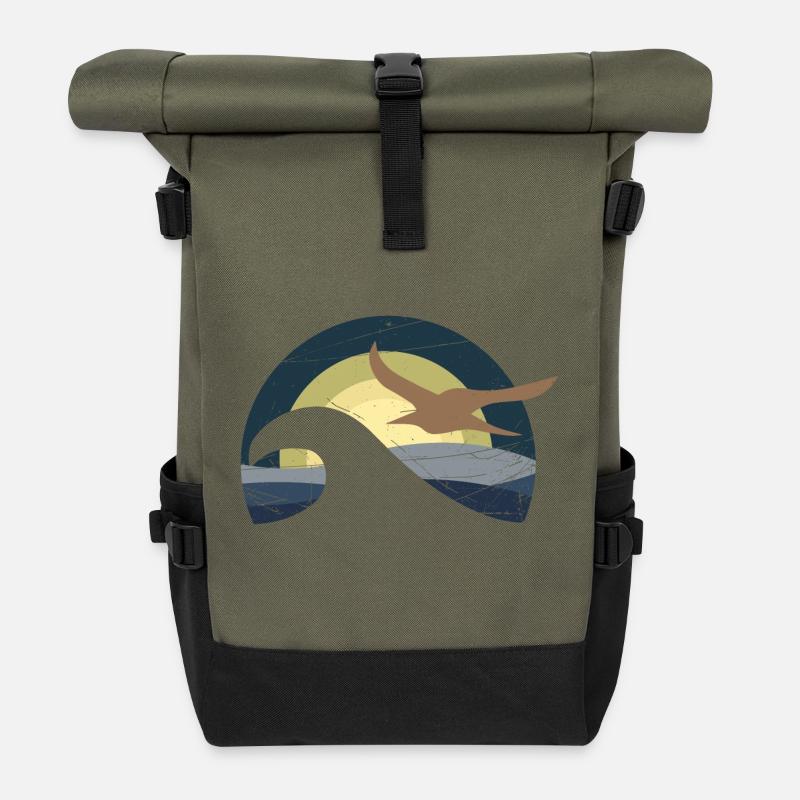 Möwe am Meer - Rolltop Rucksack - Olive/Schwarz
