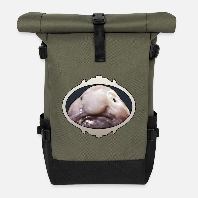 Blobfisch - Hässlicher Fisch - Mr Blob - Rolltop Rucksack - Olive/Schwarz