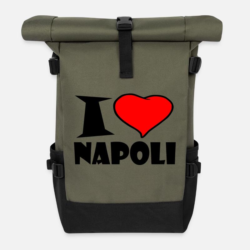 J'aime napoli - Sac à dos roll top - olive/noir