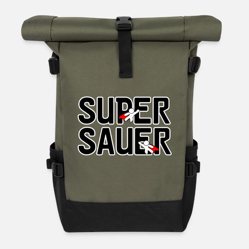Super sauer Laune lustig Spruch Freunde - Rolltop Rucksack - Olive/Schwarz