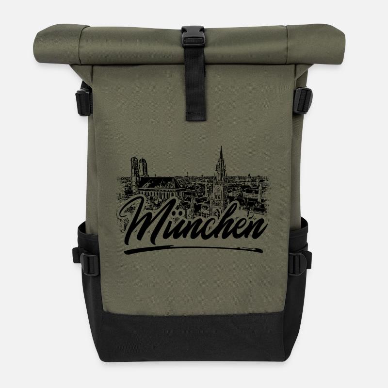 München Design - Rolltop Rucksack - Olive/Schwarz