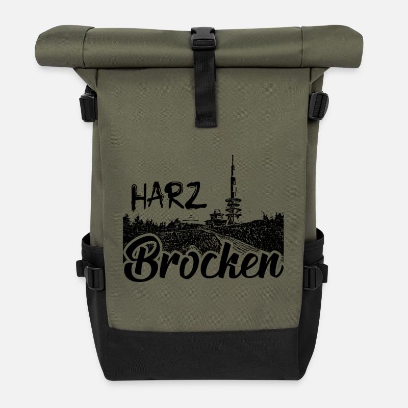 Harz - Brocken - Rolltop Rucksack - Olive/Schwarz
