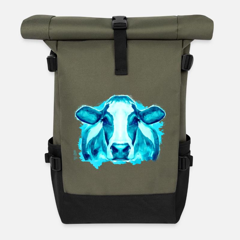 Cow cows - Roll Top Backpack - olive/black