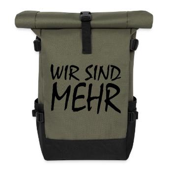 WIR SIND MEHR - Rolltop Rucksack - Olive/Schwarz - Vorne