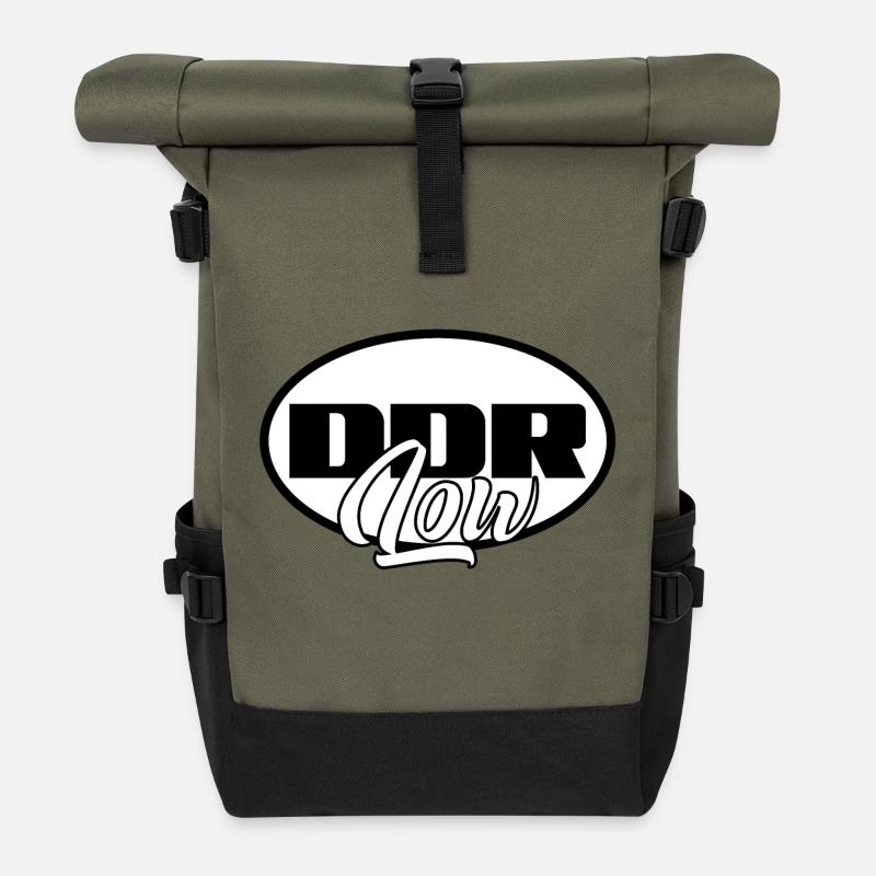 LOW DDR Custom Tuning Logo - Rolltop Rucksack - Olive/Schwarz