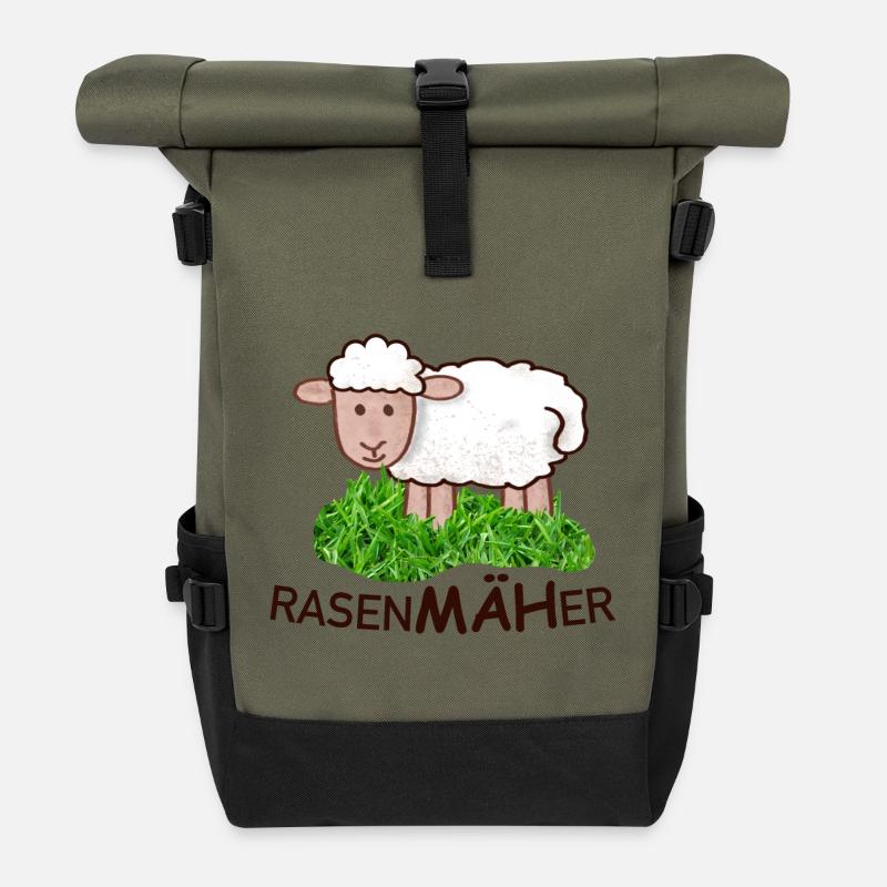 RasenMäher Schaf Cartoon - Rolltop Rucksack - Olive/Schwarz