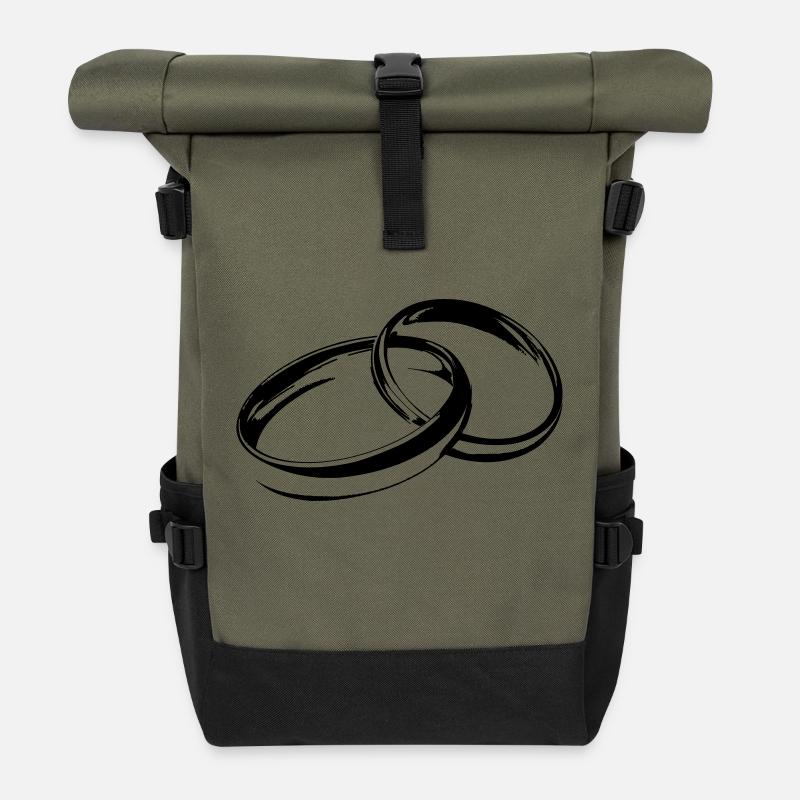 Eheringe Hochzeitsringe Trauringe - Rolltop Rucksack - Olive/Schwarz