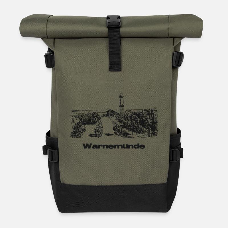 Rostock Warnemünde - Rolltop Rucksack - Olive/Schwarz