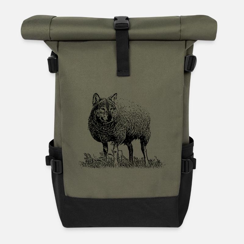 Loup déguisé en mouton - Sac à dos roll top - olive/noir