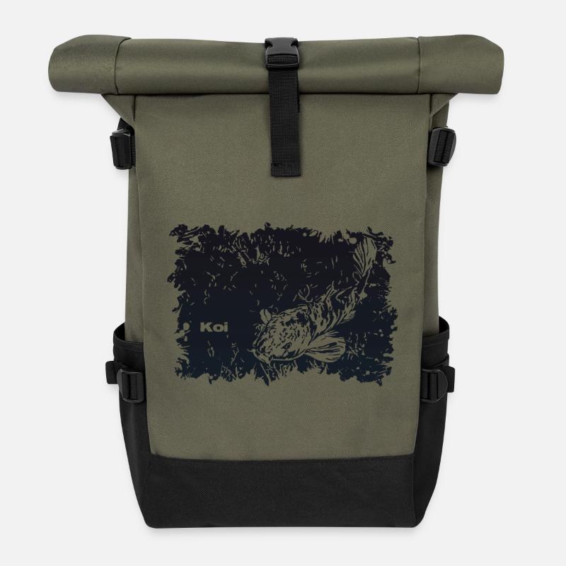 Koi Karpfen - Rolltop Rucksack - Olive/Schwarz