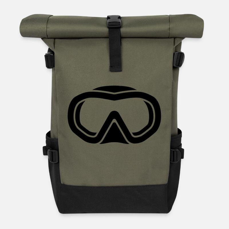 freediving logo - Roll Top Backpack - olive/black