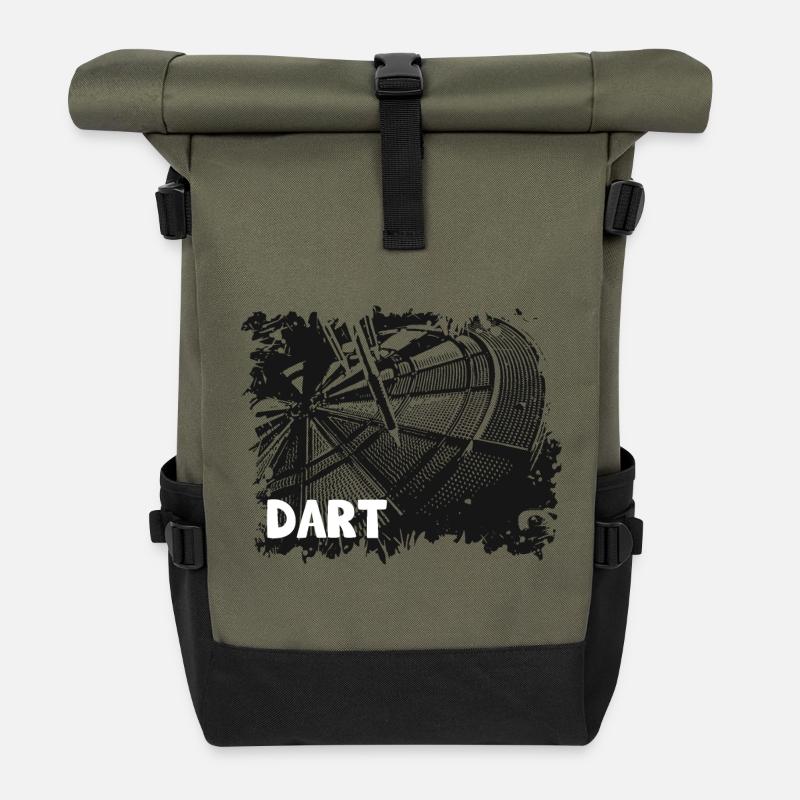 Dartscheibe - Darts - Dartpfeile - Darten - Rolltop Rucksack - Olive/Schwarz