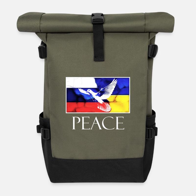 PAIX Russie Ukraine Colombe de la Paix blanc - Sac à dos roll top - olive/noir