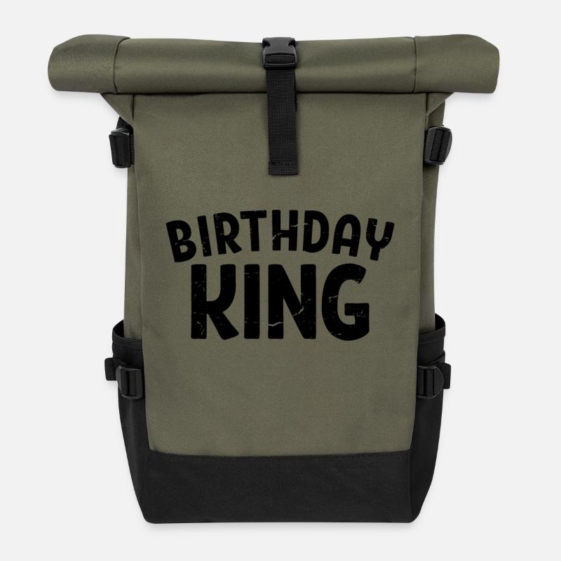 Birthday King - Cooles Geburtstagsparty-Geschenk für Männer - Rolltop Rucksack - Olive/Schwarz