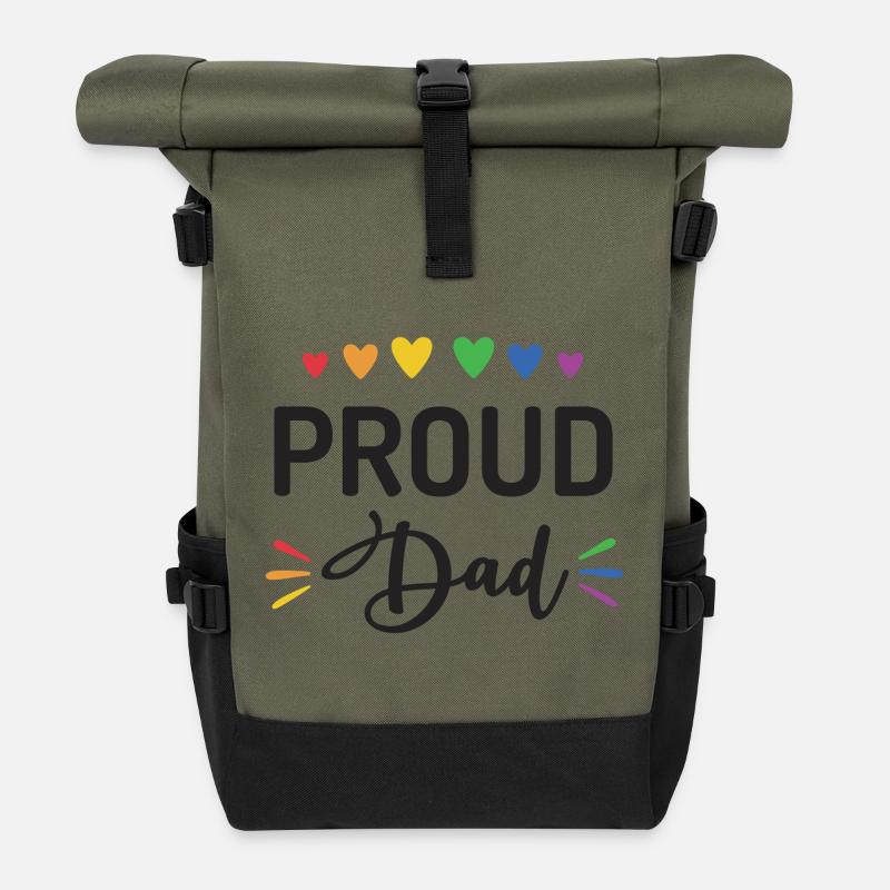 Proud Dad - Roll Top Backpack - olive/black