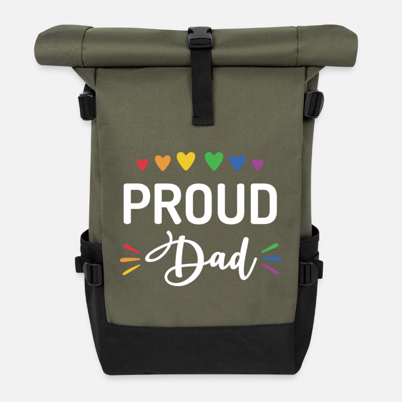 Stolzer Papa - Rolltop Rucksack - Olive/Schwarz