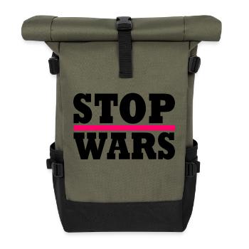 Stop wars - Rolltop Rucksack - Olive/Schwarz - Vorne