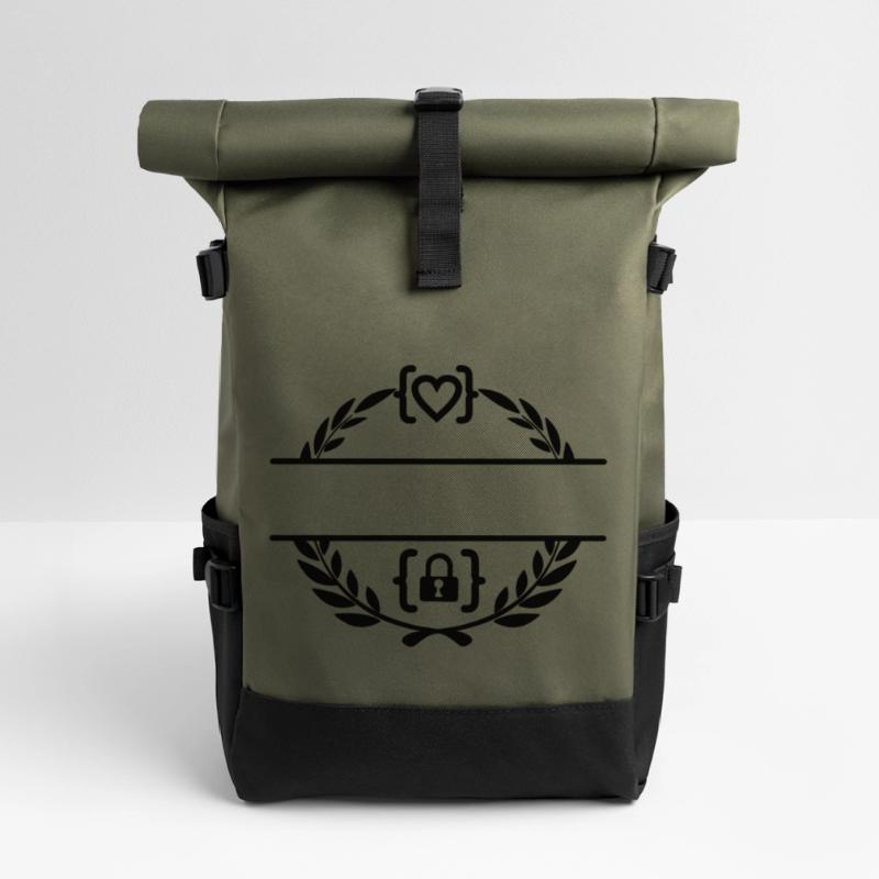 Code avec cœur et code avec cadenas couronne de laurier m Sac à dos roll top