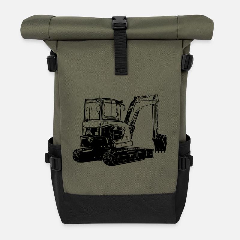 Kleiner Bagger - Rolltop Rucksack - Olive/Schwarz